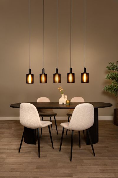 Lucide LAMBRES - Pendant light - 5xE27 - Black